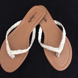 Charming Charlie white rope flip flops